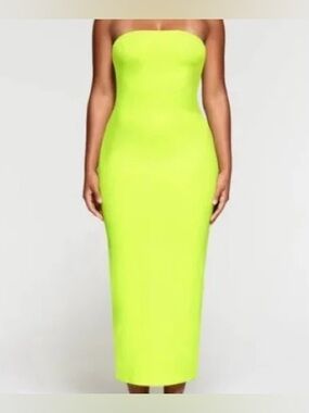 NWOT SKIMS RARE Fits Everybody Strapless Neon Highlighter Bodycon Dress Large L